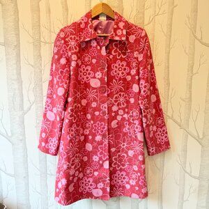 Garnet Hill Barbie-core Flower Power Pink Trench-  Size Med**